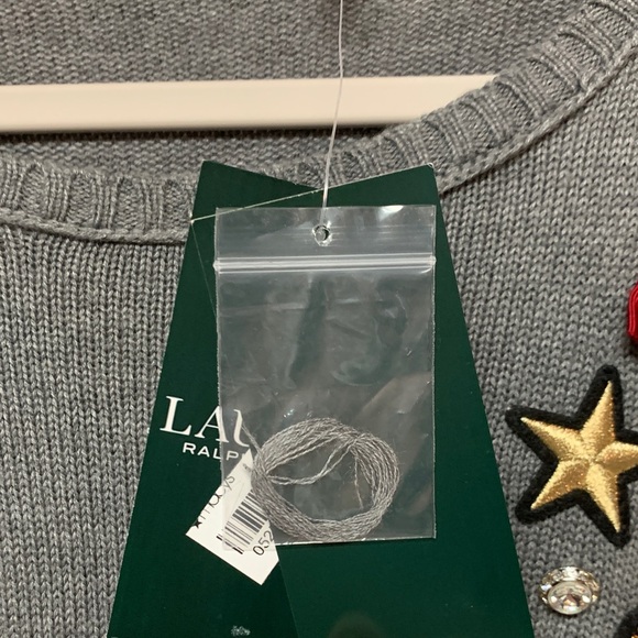 Ralph Lauren Gray Crewneck Sweater with Embellishments - Picture 6 of 9